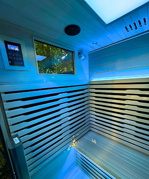 innerlight 4 person outdoor infrared sauna interior