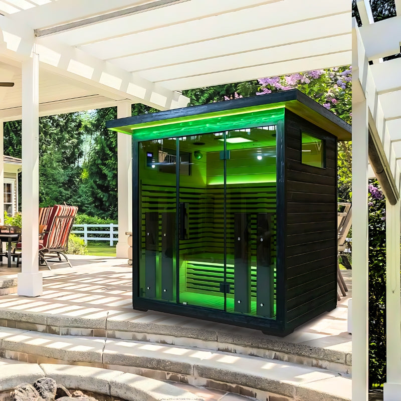 4 person outdoor Innerlight infrared sauna full spectrum  under pergola