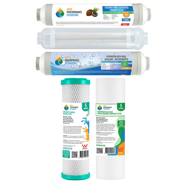 5 Piece filter set for 7 Stage Hydrogen Rich Alkaline RO Water Filter System
