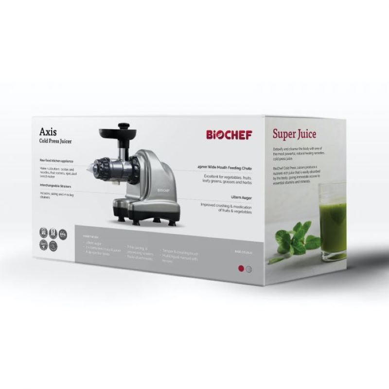 iamge of the BioChef Axis Cold Press Juicer box