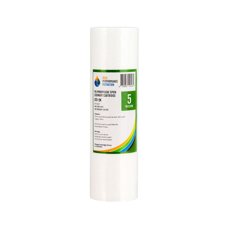 5 Micron Polyspun Sediment Water Filter Cartridge 10" x 2.5" (GT2-2K)