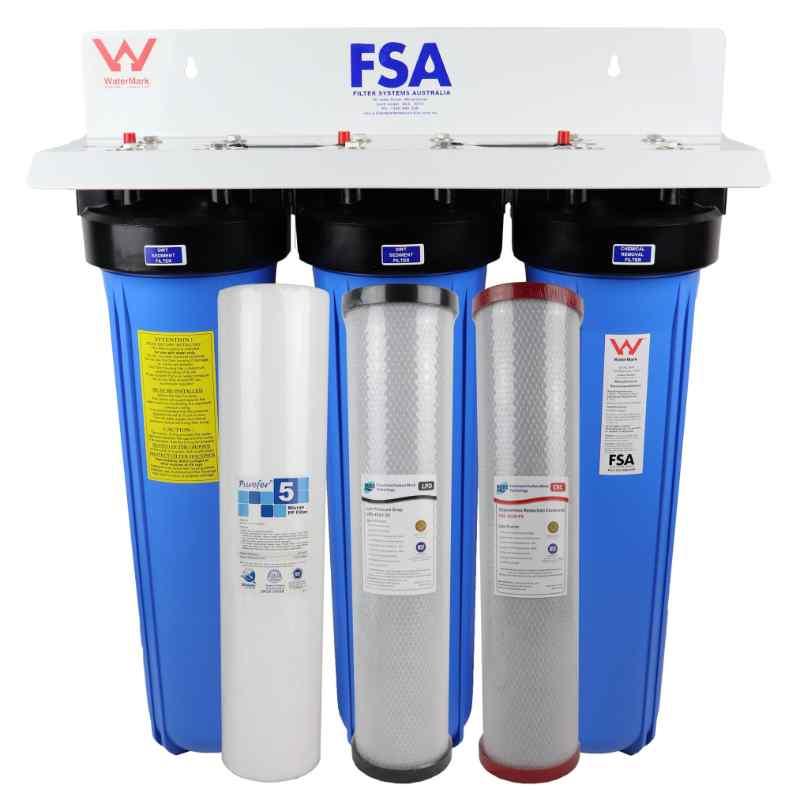 Triple Whole House Water Filter System Chlorine & Chloramine