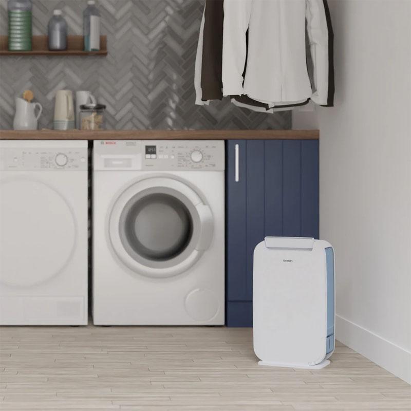 Ionmax ION610 6l desiccant dehumidifier in a laundry