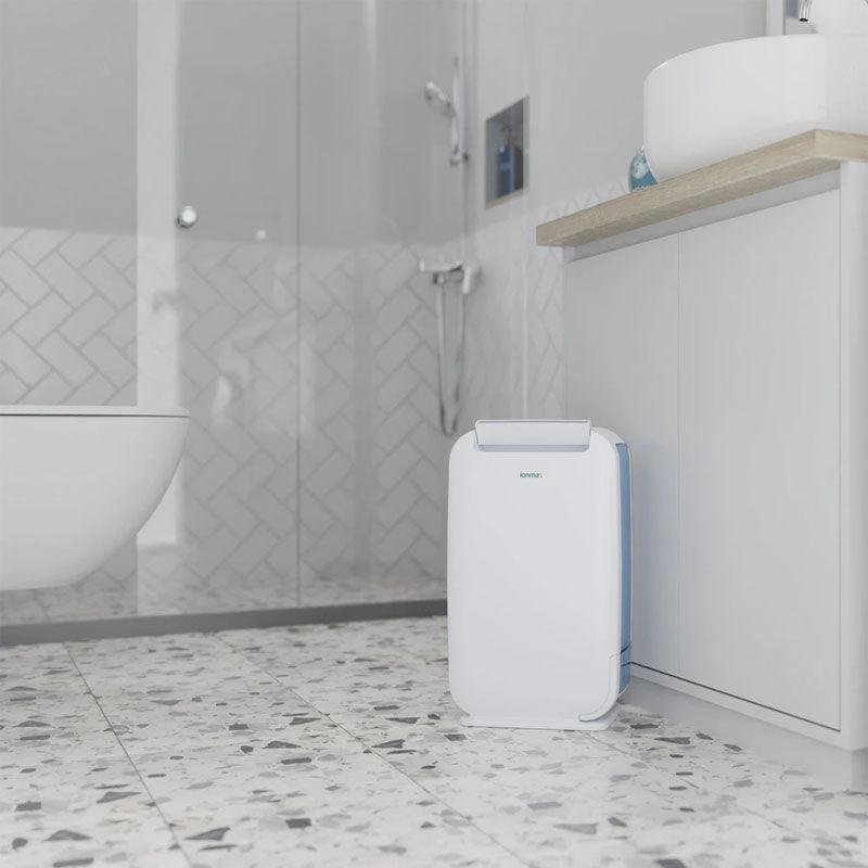 Ionmax ION610 6l desiccant dehumidifier in a bathroom