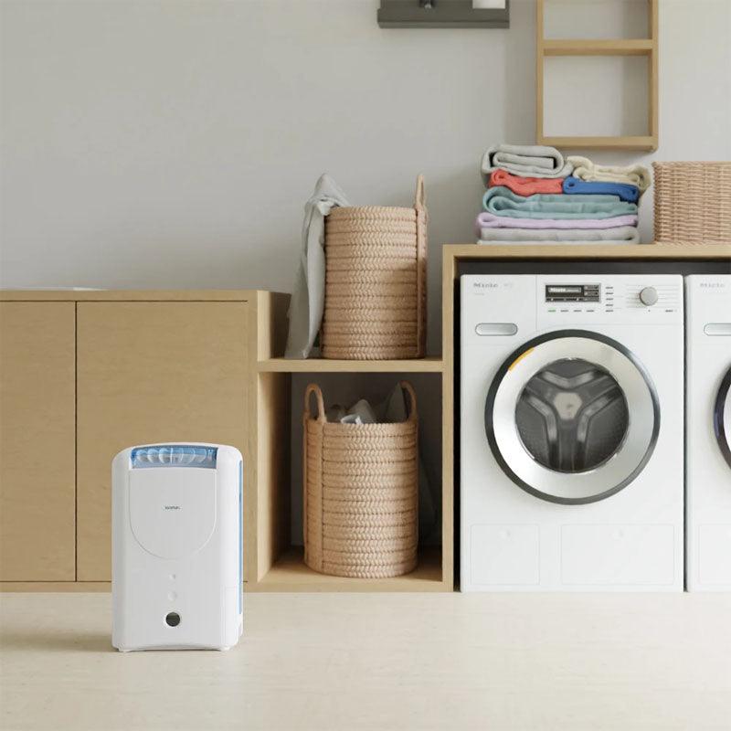 ionmax ion612 desiccant dehumidifier in a laundry