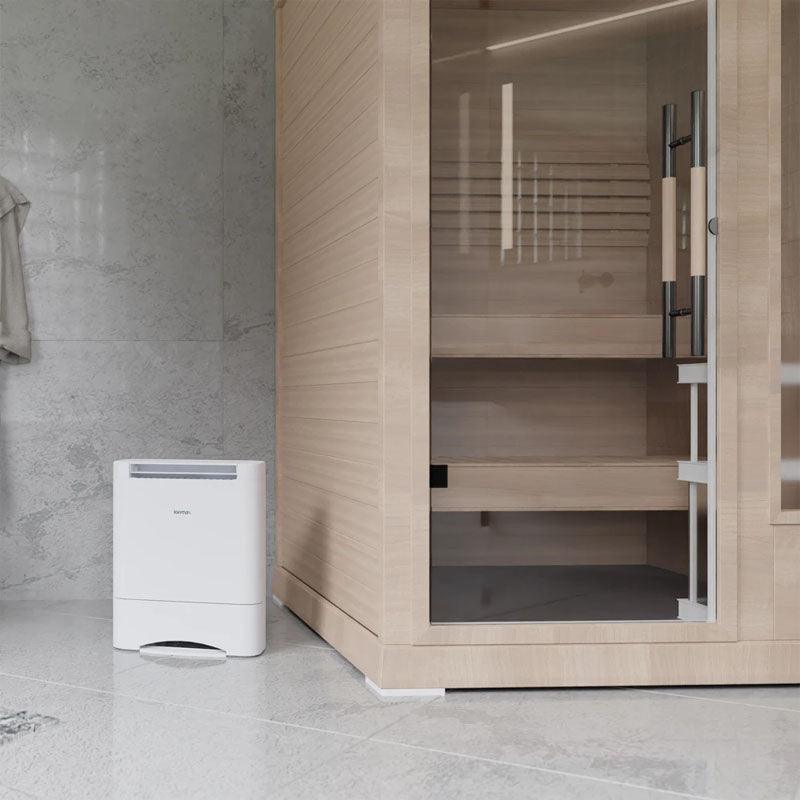 ionmax ion632 desiccant dehumidifier  next to sauna