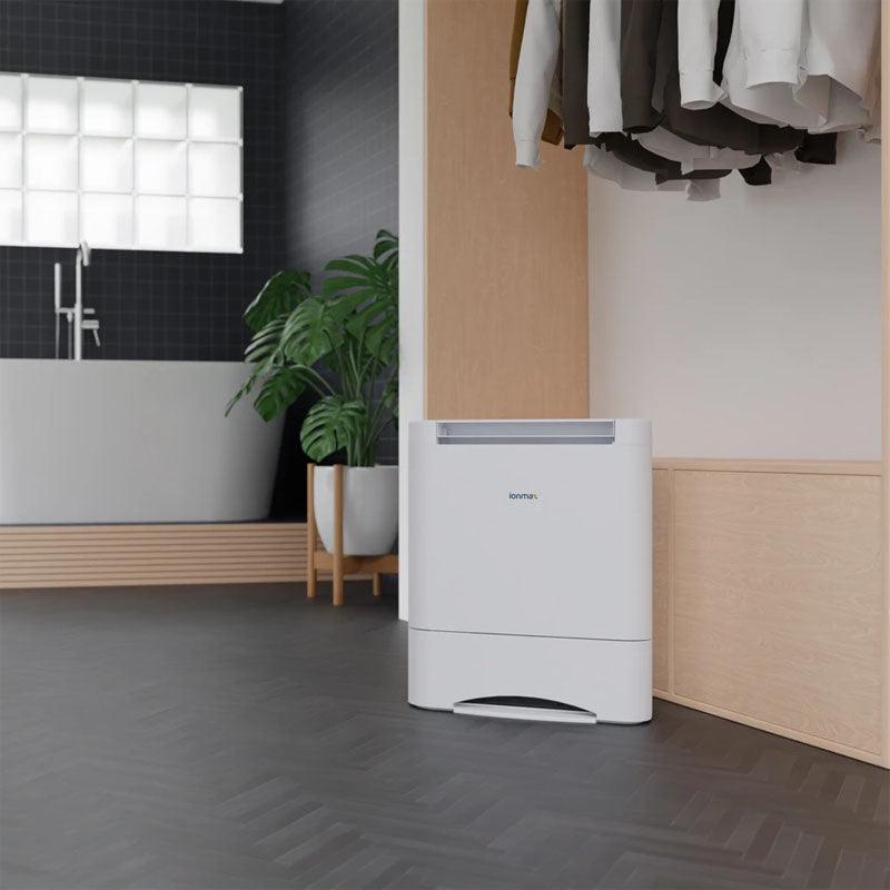 ionmax ion632 desiccant dehumidifier in bathroom