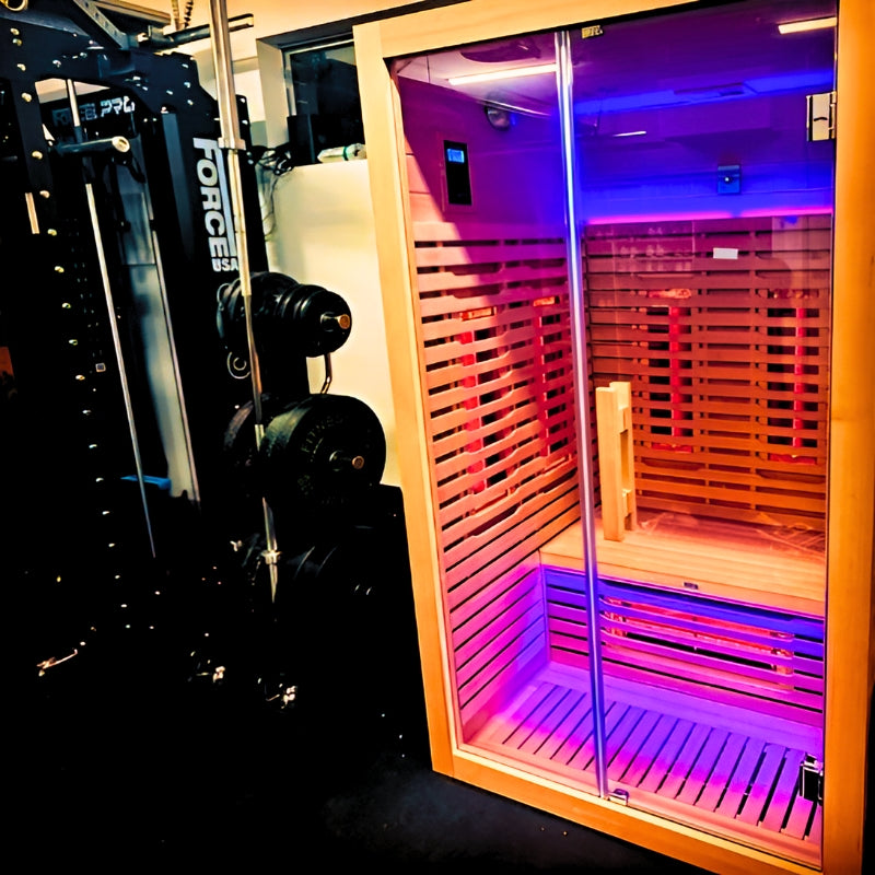 Innerlight 2 person full spectrum infrared sauna in a gym