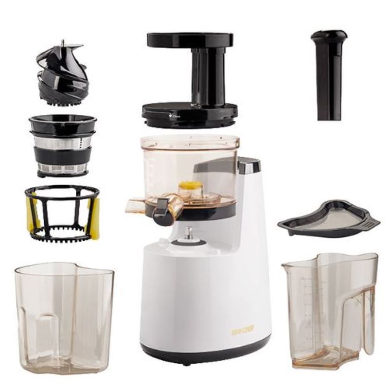 all the parts included with the BioChef Atlas Slow Juicer