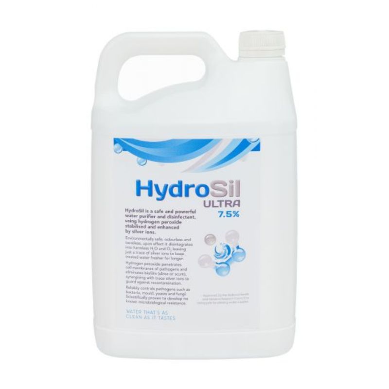 HYDROSIL-ULTRA 5LT BOTTLE  SILVER STABILISED HYDROGEN PEROXIDE WATER SANITISER 7.5%