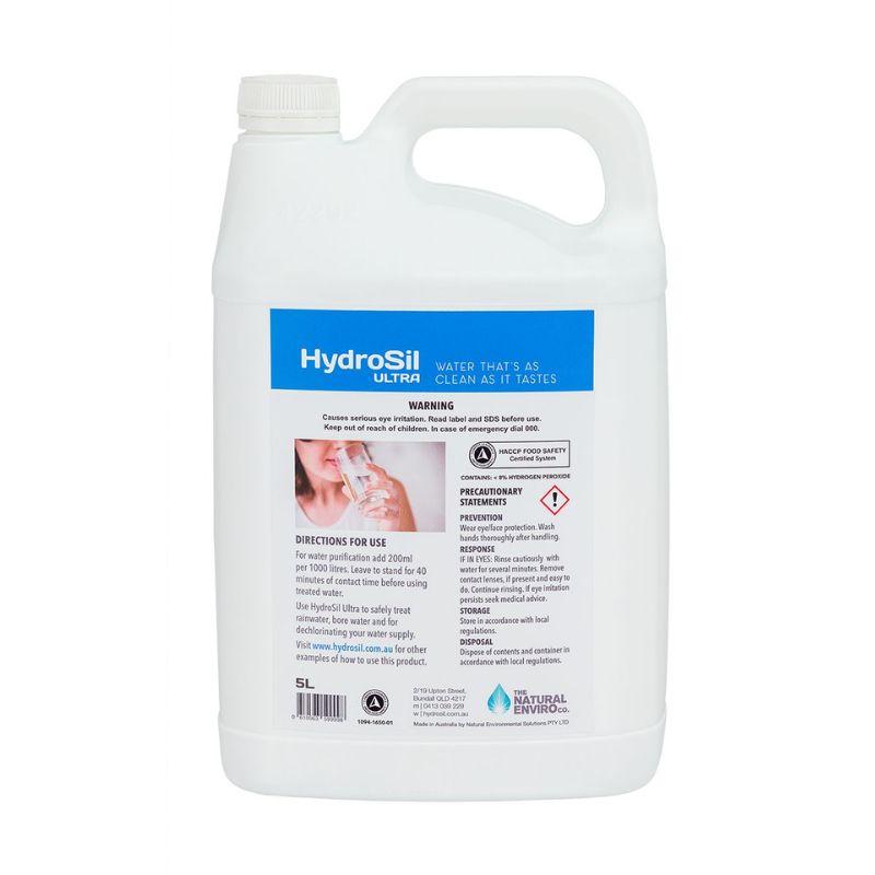HYDROSIL-ULTRA 5LT BOTTLE  SILVER STABILISED HYDROGEN PEROXIDE WATER SANITISER 7.5% ingredients