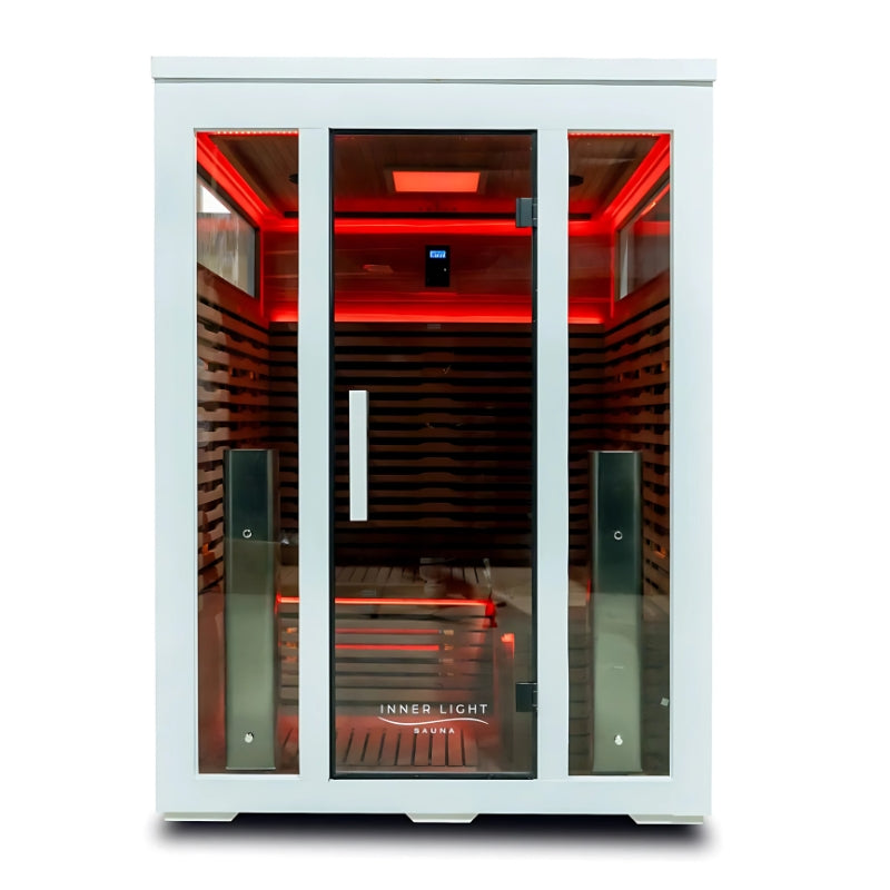 Innerlight Bella Deluxe White 3 Person Outdoor Infrared Sauna  front view