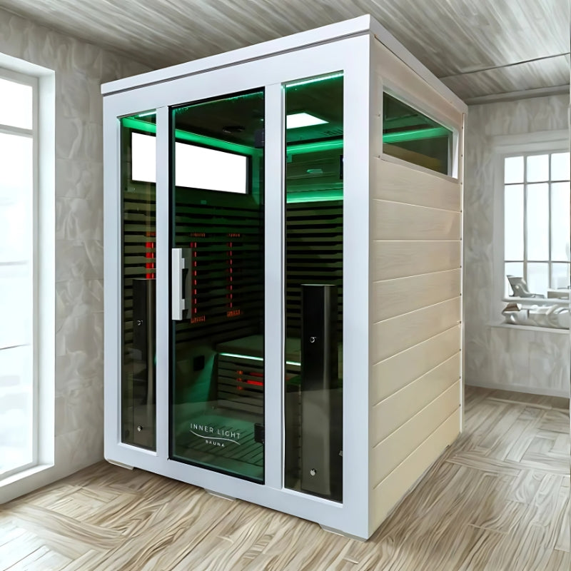 Innerlight Bella Deluxe White 3 Person Outdoor Infrared Sauna  green light 2