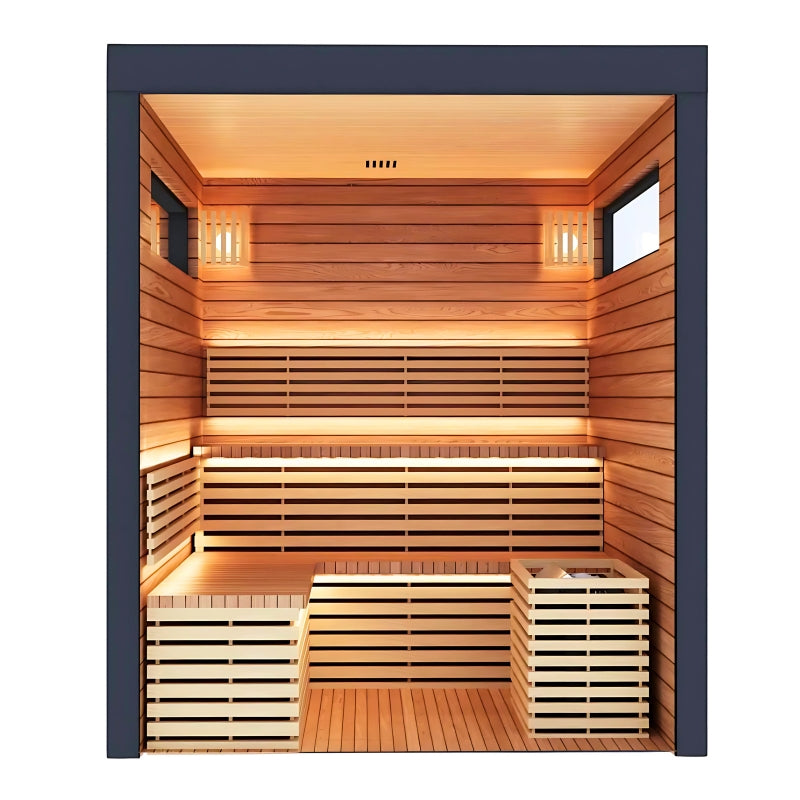 Innerlight Demfin Traditional 6 Person Outdoor Sauna  internal view