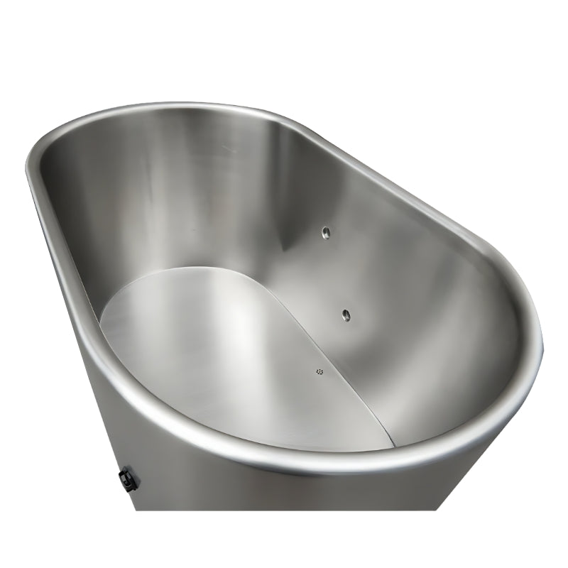 Innerlight Oval Stainless Steel Ice Bath with chiller top side view