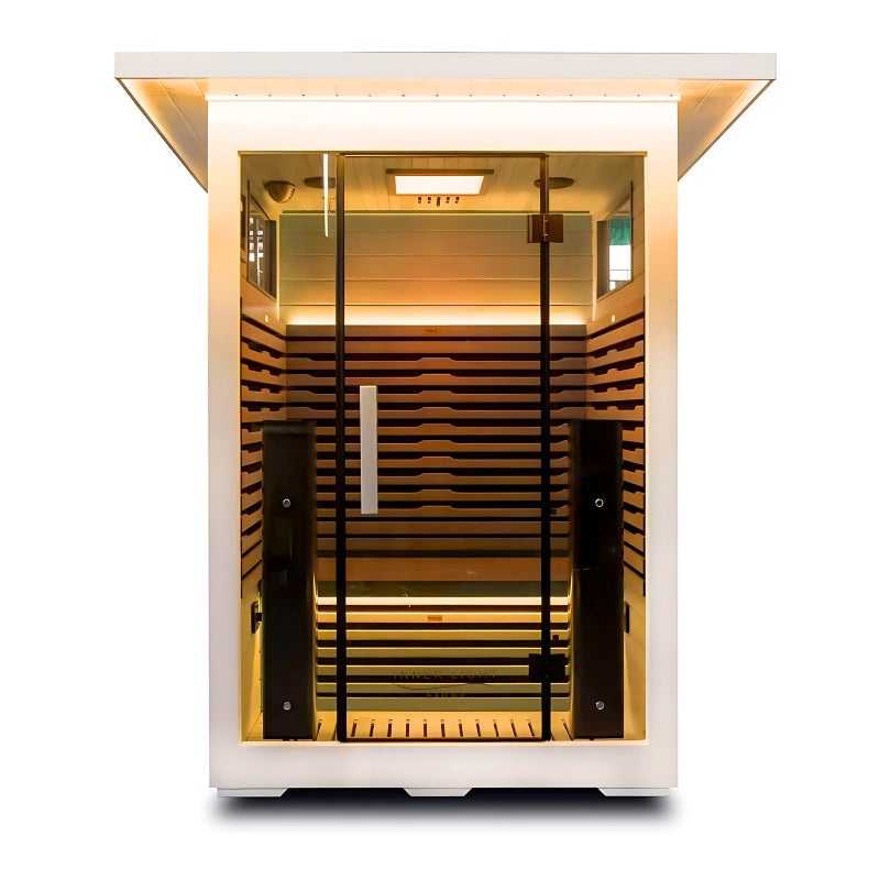 La Mar 2 person Outdoor Infrared Sauna White natural light