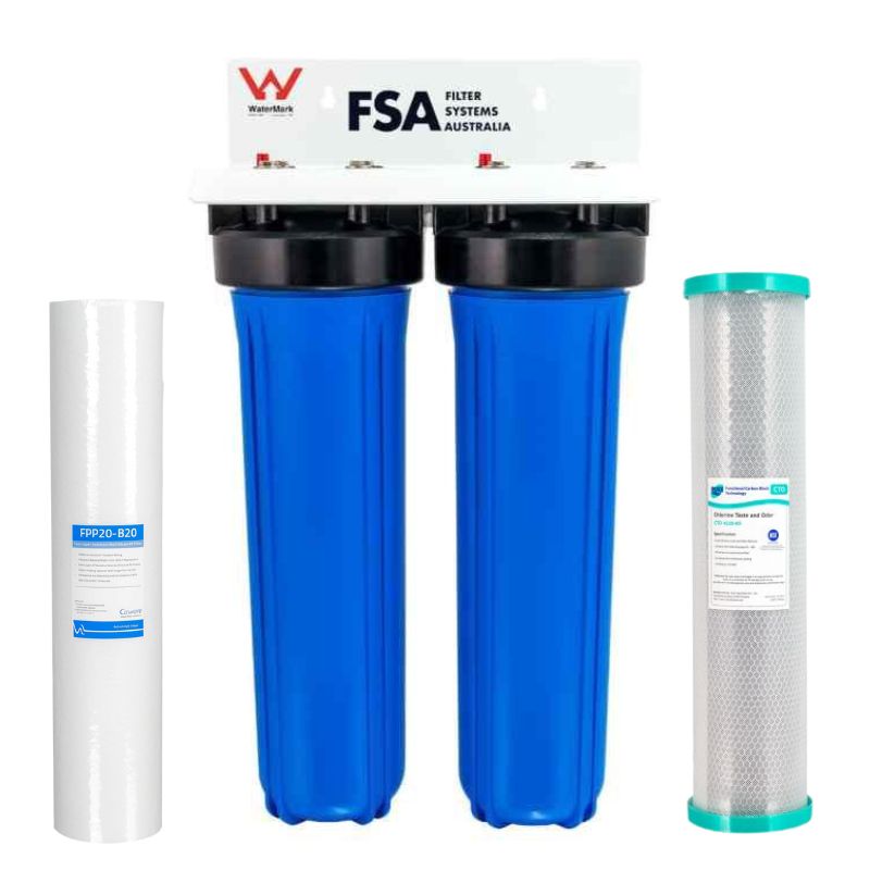 Twin Whole House Water Filter System 20" X 4.5" Big Blue