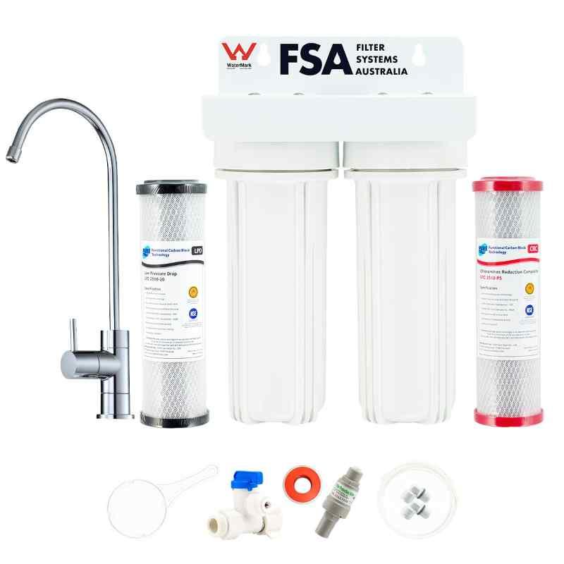 Filter Systems Australia Watermark Twin Undersink Water Filter Chloramine Reduction | Maximum Chemical Reduction 1-46Wm complete picture