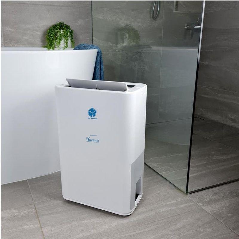 Ausclimate NWT compact 16L dehumidifier in bathroom